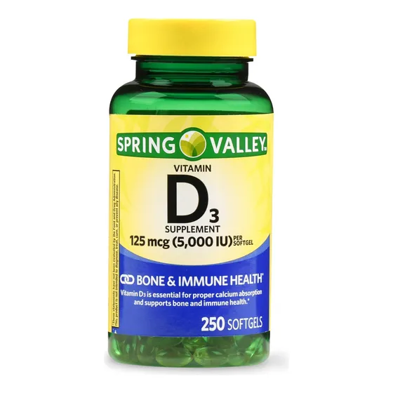 Spring Valley Vitamina D3 125mcg (5000iu) 250 Cápsulas 
