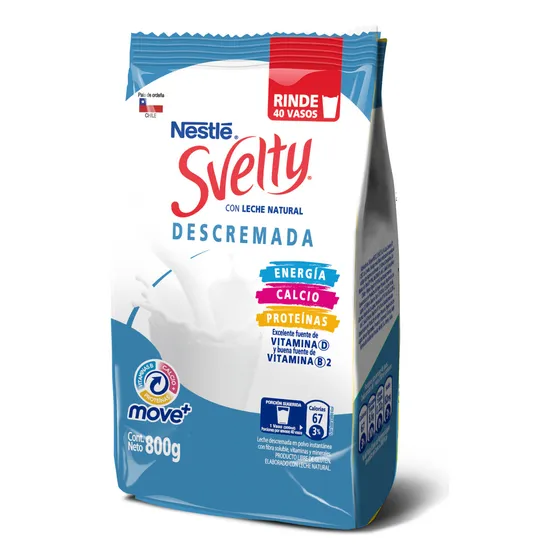 Leche En Polvo Svelty® Move+ Descremada Bolsa 800g