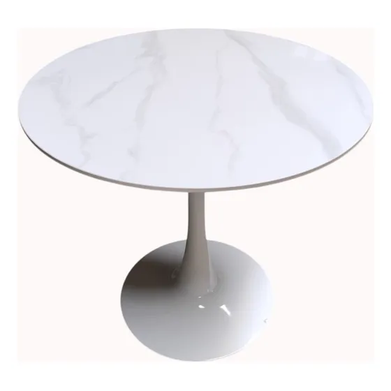 Mesa De Comedor Tulip Redonda Neolith Marmol 80cm Moderna