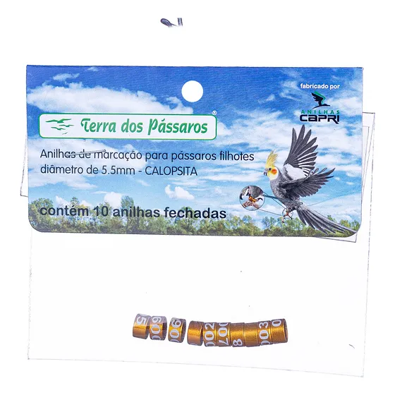 Anilhas Fechadas Marcação 5.5 Mm Calopsita - 10un - Dourado