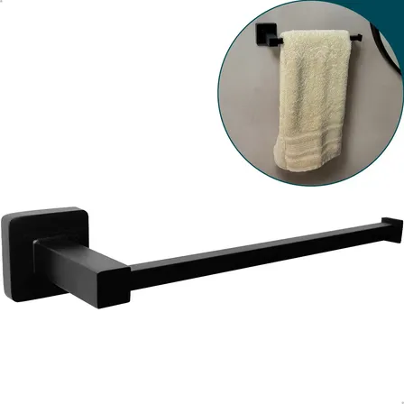 Porta Toalha De Rosto Preto Fosco Suporte De Parede Banheiro Toalheiro Reto Toalha De Mão Luxo Dona D.cor