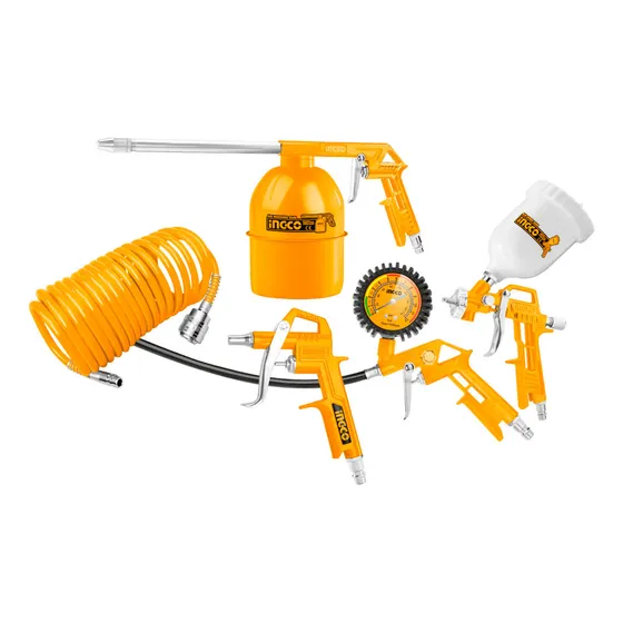 Kit Pistolas Para Compresor Aire Manguera Neuma Ingco 5 Pzas