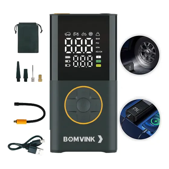 Compressor de Ar Portátil Digital Bomvink BOM-8907 150psi LED Recarregável