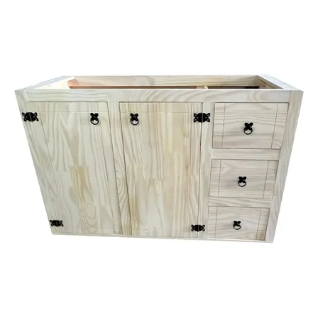 Balcão De Pia 87x120x50 Madeira Pinus Estilo Rustico Cozinha Marrom-claro