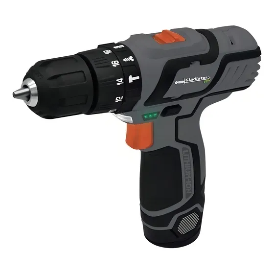 Taladro percutor atornillador inalámbrico de 10mm Gladiator TP810/12 12V + 1 batería de 2Ah + accesorio con caja de cartón 220V 50Hz/60Hz