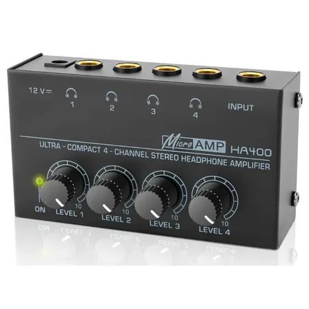 Amplificador Audífonos Compacto Ha400 De 4 Canales Negro 40 W Telotenemos