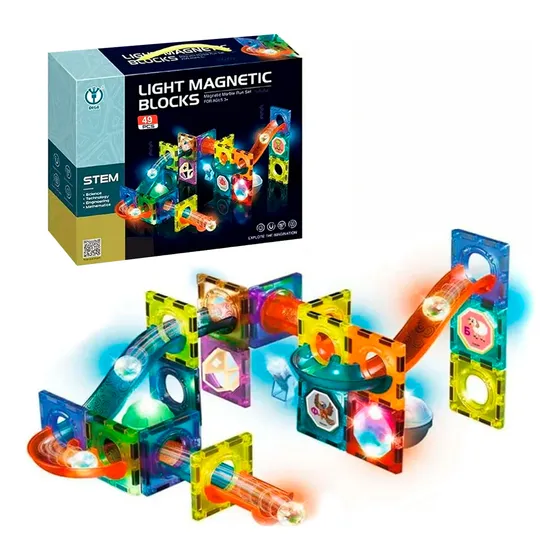 Bloques Fichas Magnéticas Construcción Laberinto Luces 49 Pz