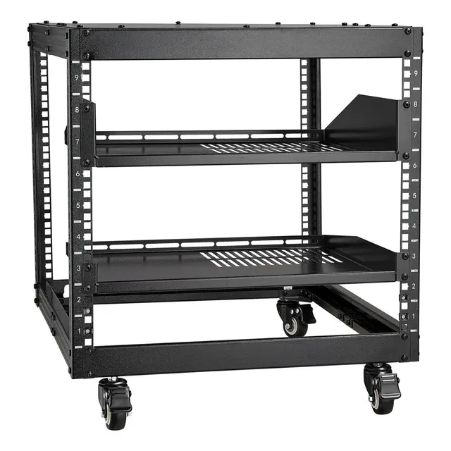 Rack Abierto 9u Ajustable De 4 Puntos Para Red Y Servidores Color Negro