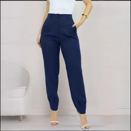 Calça Alfaiataria Feminina Cenoura Casual Basic Skinny Bolso