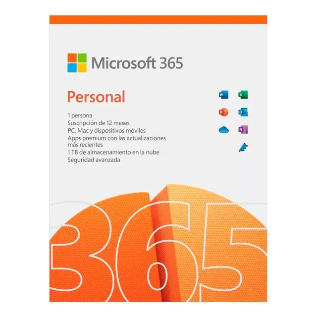 Software de oficina Microsoft 365 Personal con Licencia de 1 Año en Formato Digital