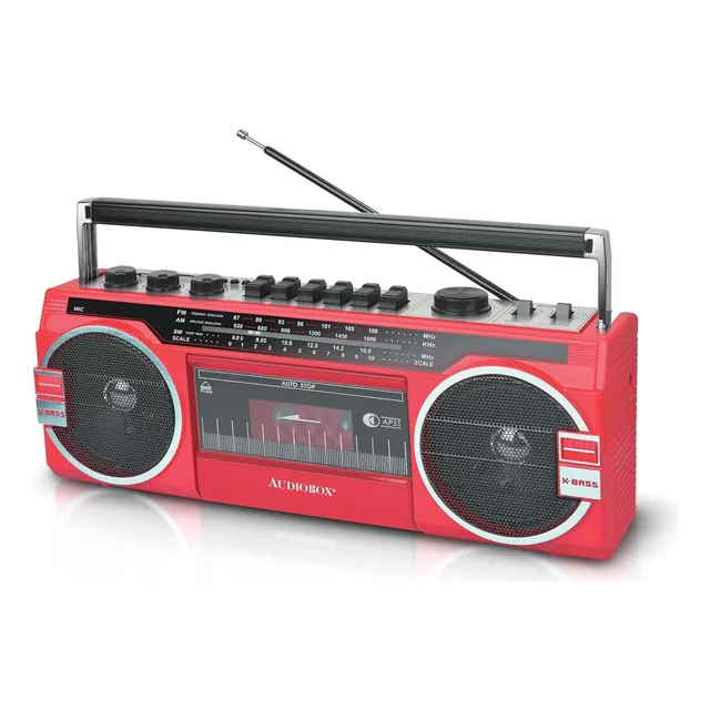 Radio Grabadora Con Casette Bt Radio Fm, Usb Retro Audiobox Color Rojo