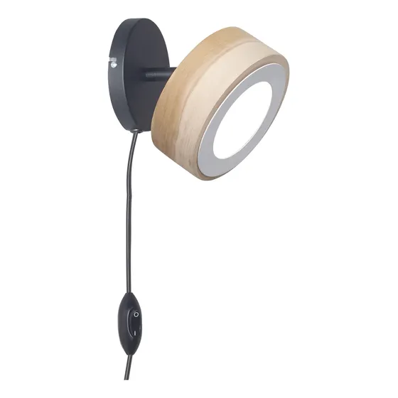 Lampara 1 Luz  Velador Pared Madera  Interruptor Led Vg