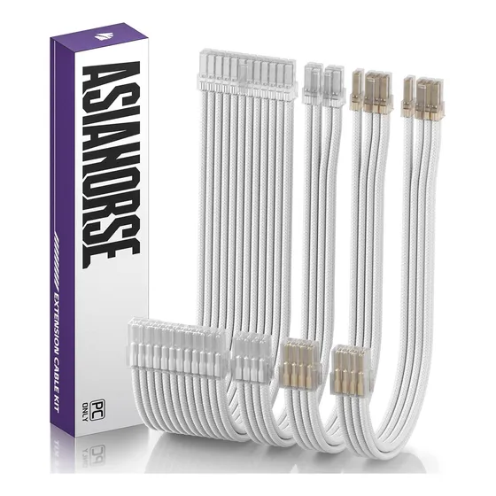 Cables Para Fuente Psu 16awg 30cm Asiahorse Blanco Glossy