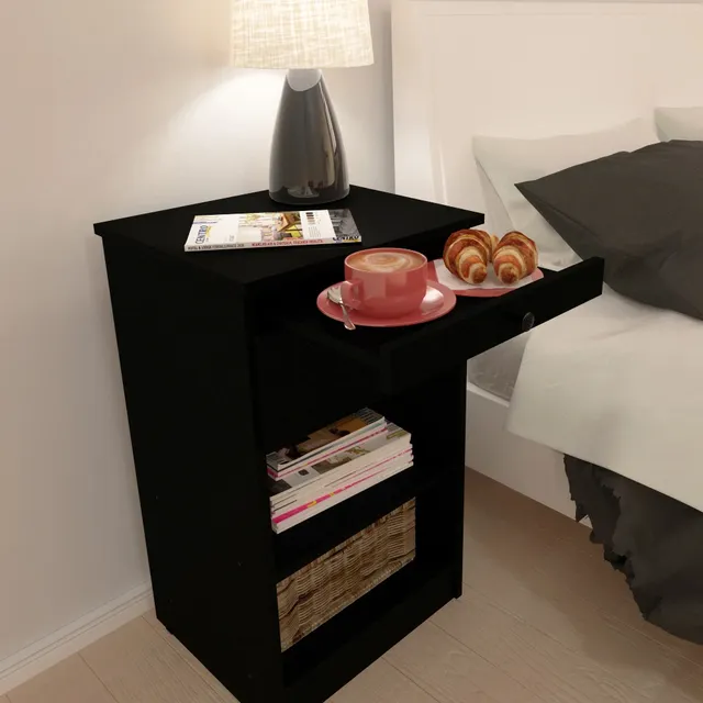 MESA DE LUZ DESAYUNADOR CAJÓN CENTRO ESTANT MESITA NEGRA