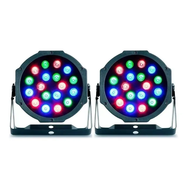 Pack 2 Foco Luces 18 Led Rgb Dmx Fiesta Disco Corriente