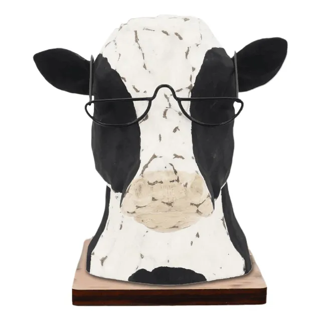 Soporte Para Gafas, Cabeza De Vaca Escultórica De Madera De 