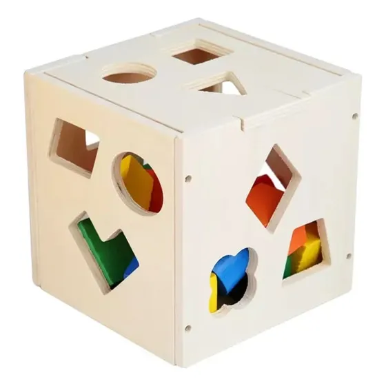 Juguete Didáctico Cubo Encajar Figuras Geométricas Madera