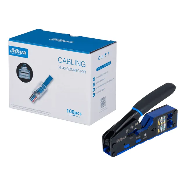 Caja Con 100 Plugs Pass Through Rj45 Cat5e + Pinza Pass Trou