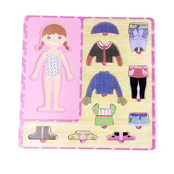 Juego De Encastre Madera Para Cambiar Ropa Nene O Nena Promo