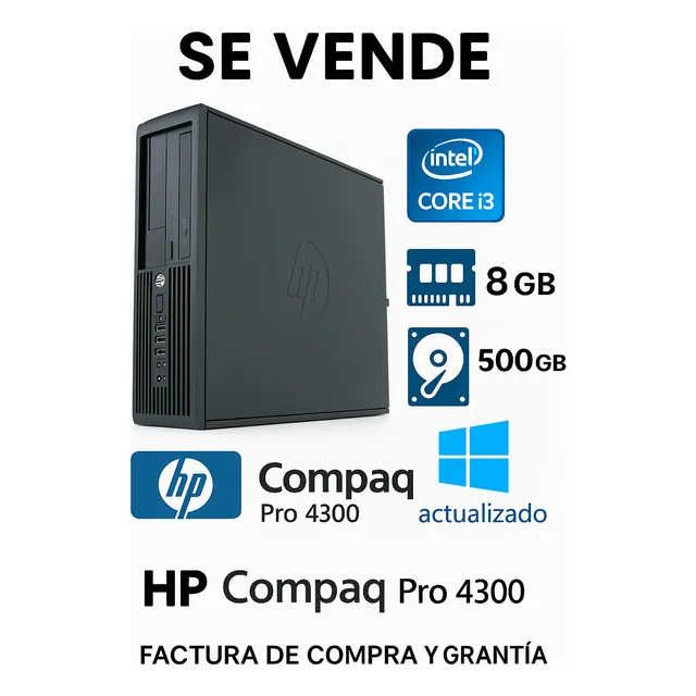 Cpu Hp Compaq Pro 4300 Intel Core I3 8gb Ram Hdd 500gb