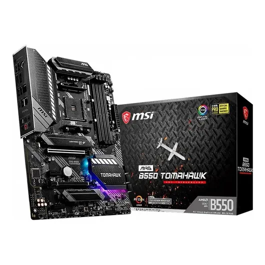 Placa madre Msi Mag B550 Tomahawk Amd Am4 Ryzen Atx DDR4 Gamer, color negro