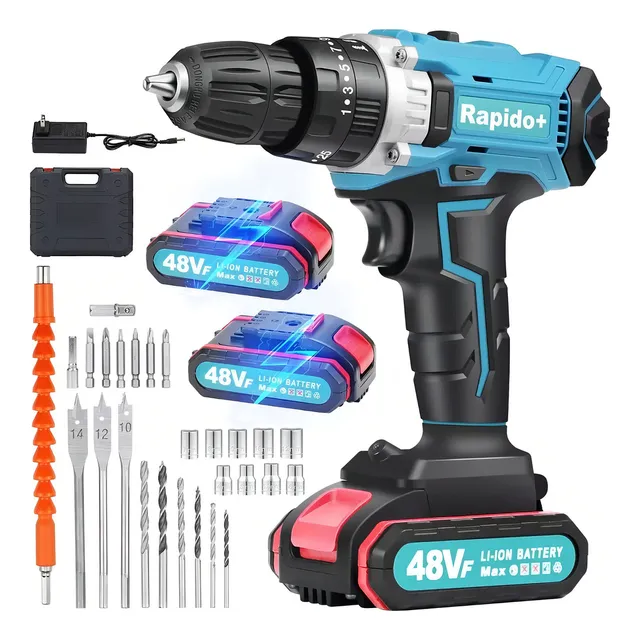 Taladro Atornillador De Impacto Rapido+ 48vf Inalámbrico Con 2 Baterías