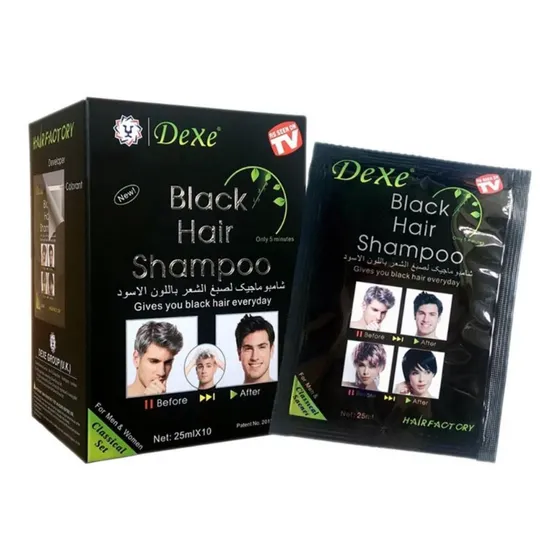 Dexe Shampoo Tinte Instantaneo Cubre Canas Color Negro