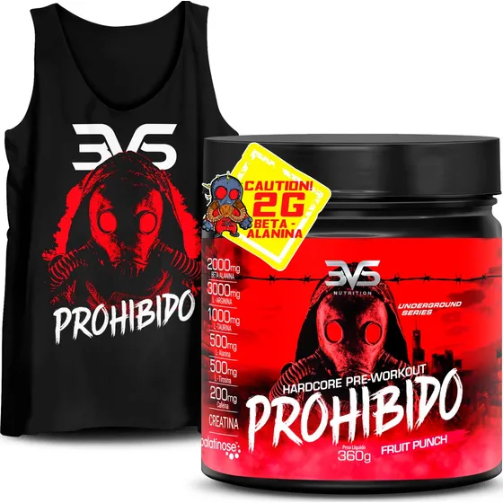 Pré Treino Prohibido Com 8 Ingredientes + Regata Preta 