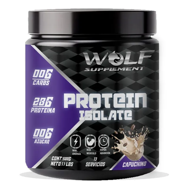 Proteína Whey Hidrolizada Isolate Wolf 500gm Sabores Capuchino