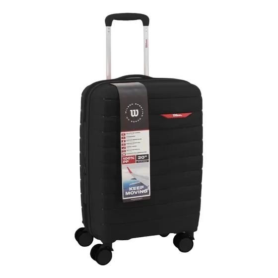 Valija Carry On Wilson De Viaje Para Cabina Maleta Equipaje Avión 20 Pulgadas Rígida Ruedas 360° Color Negro