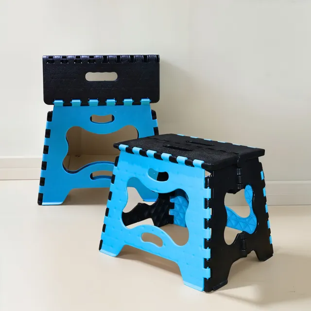 Banco Plegable Pequeño Portatil Plastico Banquito 1 Pza Acabado de la estructura Mate Color Azul claro