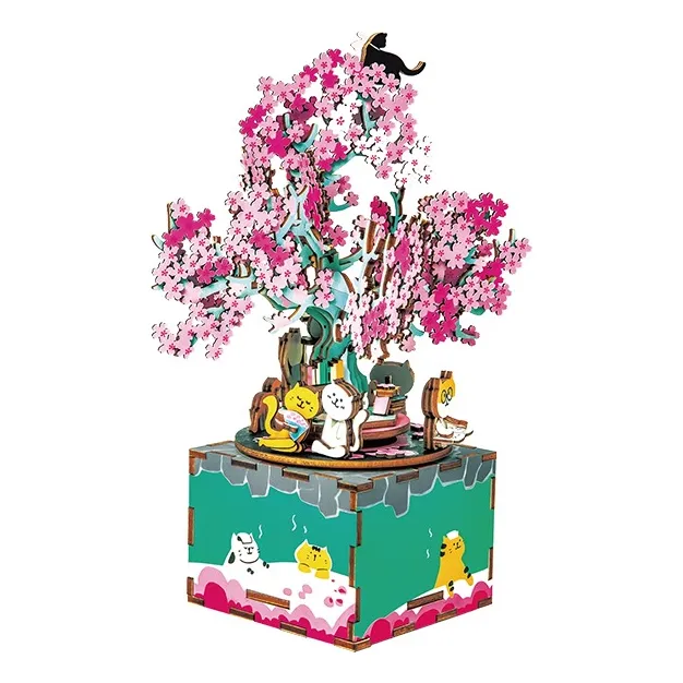 Caja Musical Cherry Rolife Am409 Armable3d Madera 148 Piezas
