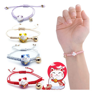 Pulsera Gatito De La Suerte China Maneki Neko 4 Piezas Pulsera Gatito De La Suerte China Maneki Neko 4 Piezas