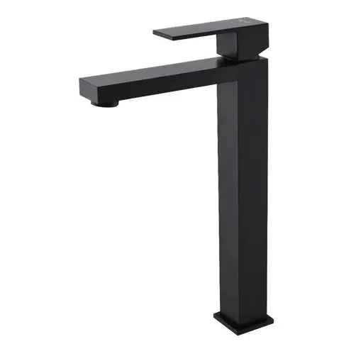 Llave De Lavamanos Cuadrada Alta Negro Mate Boxer Tools Gs