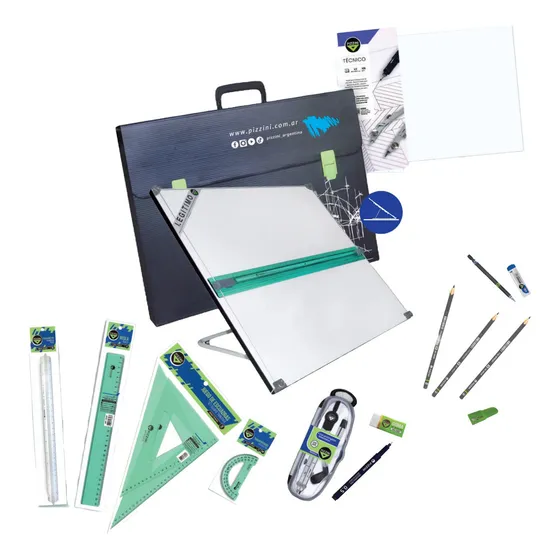 Kit Completo Pizzini Tablero Dibujo 50x60 Atril 6 Posiciones