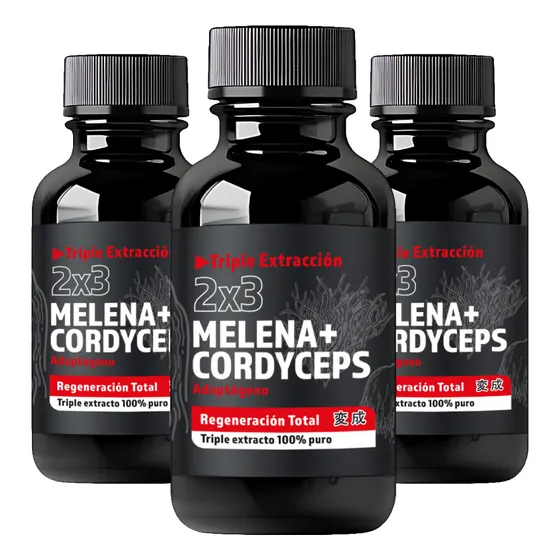 3 Unid Melena + Cordyceps Triple Extracto 100% Puro 2x3 .