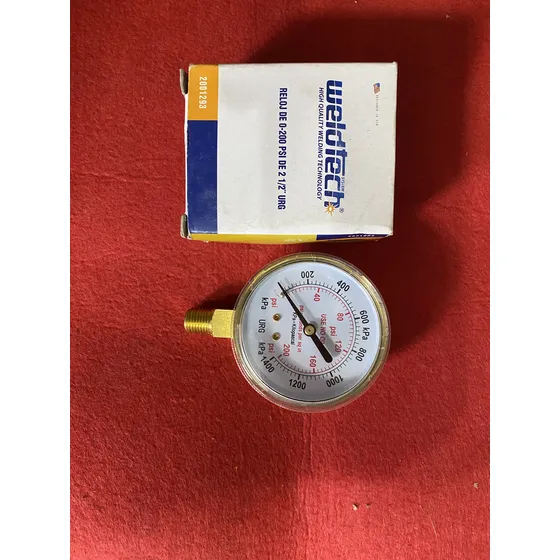 Manómetro Weldtech 200 Psi 1400 Kpa Para Oxígeno 2 1/2 