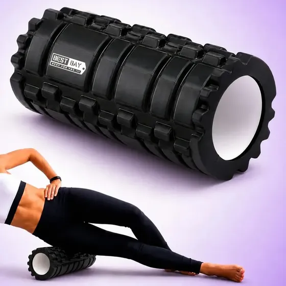 Rolo Liberação Miofascial Massagem Fisioterapia Pilates Yoga Preto