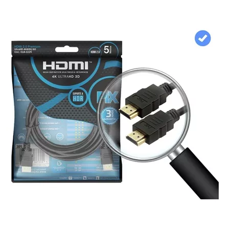 Cabo ChipSCE Hdmi 5 Metros 2.0 4k Ultra Hd 3d 19 Pinos 018-2225