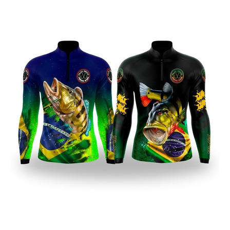 Kit2 Camisa De Pesca Playpesca Tucunaré Brasil Proteção Uv50 Kit2 Camisa De Pesca Playpesca Tucunaré Brasil Proteção Uv50