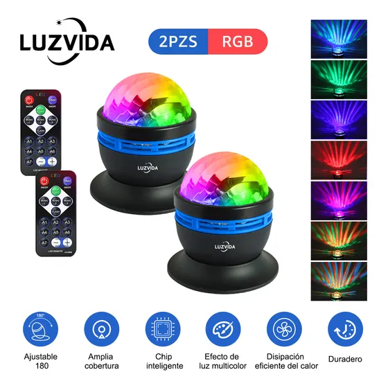 Luzvida 2 Piezas 360° De Rotación Luz De Escenario Discoteca Proyector De Estrellas Galaxia Lampara Luces Rgb Dj Led Ritmicas Cañones Led Dmx Ola Disco Luces De Colores Traje Robot Led Estroboscópica
