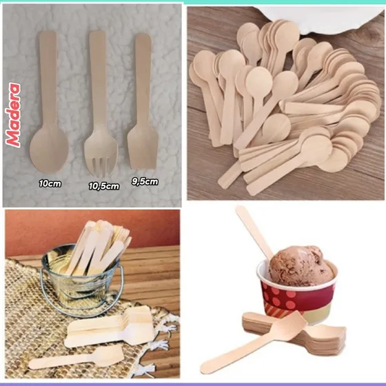 Cucharillas Paletas De Madera Para Helado 11cm 50 Und Postre