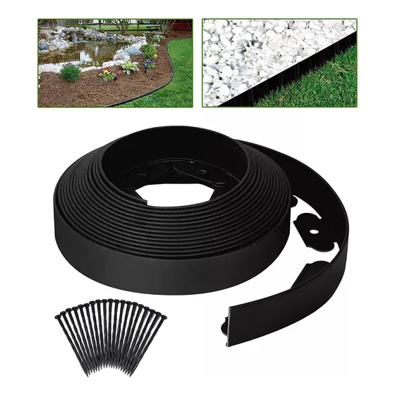 Limitador De Jardín Separador De Césped Burlete 5cmx10m + 30 Las Clavos De Pvc Para Sujetar El Borde Al Terreno