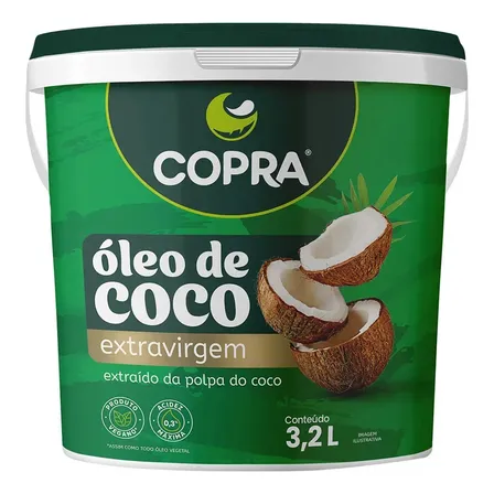 Balde Óleo Coco Extra Virgem Copra Sem Glúten 3,2l