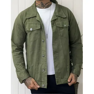Jaqueta Masculina Sarja Com Bolso Frontal AlgodĂŁo Reta Verde Jaqueta Masculina Sarja Com Bolso Frontal AlgodĂŁo Reta Verde