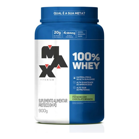 Whey Max Titanium Concentrado 100% Proteina Pure 900g Sabor Pistache C Choc Bco Whey Max Titanium Concentrado 100% Proteina Pure 900g Sabor Pistache C Choc Bco