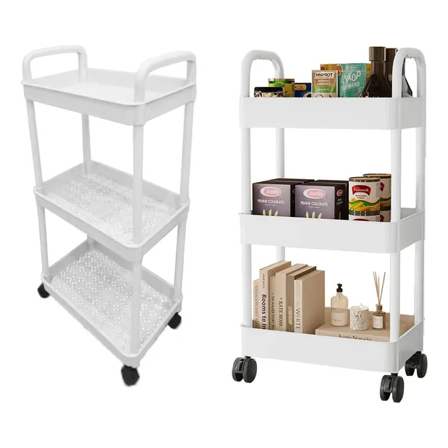 Carrito Auxiliar Organizador Con Ruedas Multiusos 3 Niveles Color Blanco