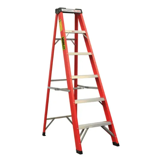 Escalera Tijera Fibra De Vidrio 6 Peldaños Certificada Rojo