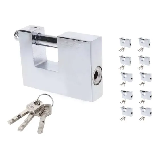 Set X 10 Candado Blindado Horizontal 90 Mm 3 Llaves Macizo