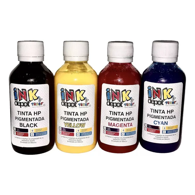 4 Frascos 250 Ml. Tinta Pigmentada Compatible Con Epson O Hp